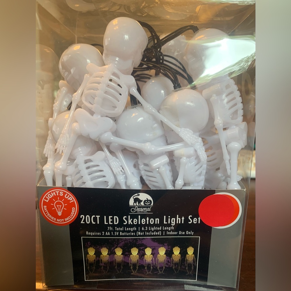 Halloween Seasonal Collection 20CT LED Skeleton Light Set 7 ft length NIB